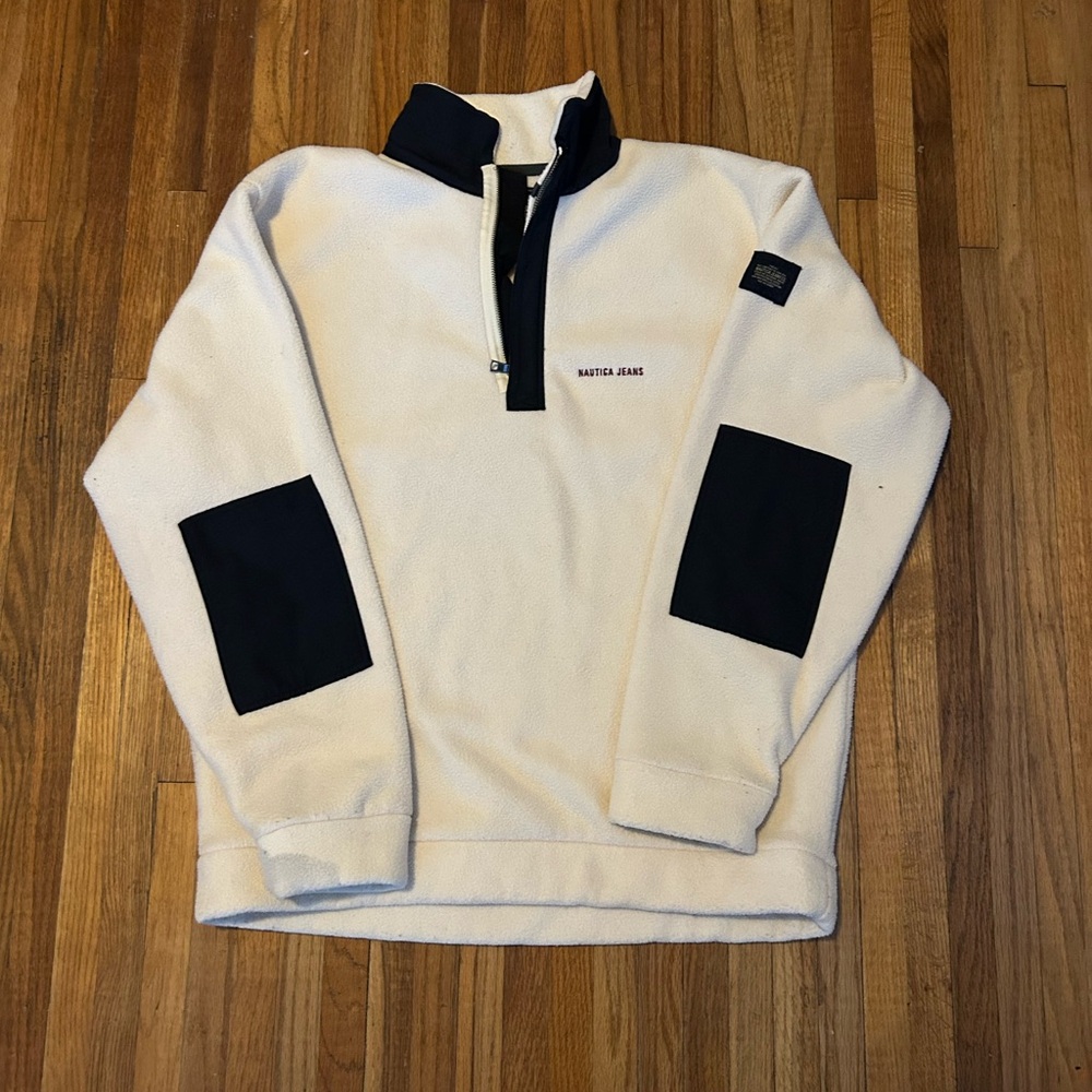 Vintage 90s Nautica Jeans Company Mens 1/4 Zip Fleece Pullover Sz L